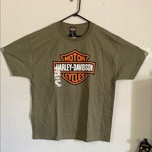 Harley-Davidson Men's Olive Tee with Orange Logo